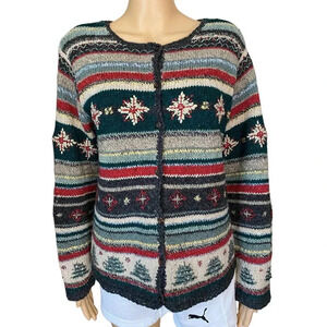 VTG Wool/Silk blend Floral knit Women Sweater Sz S by David Brooks Cottagecore